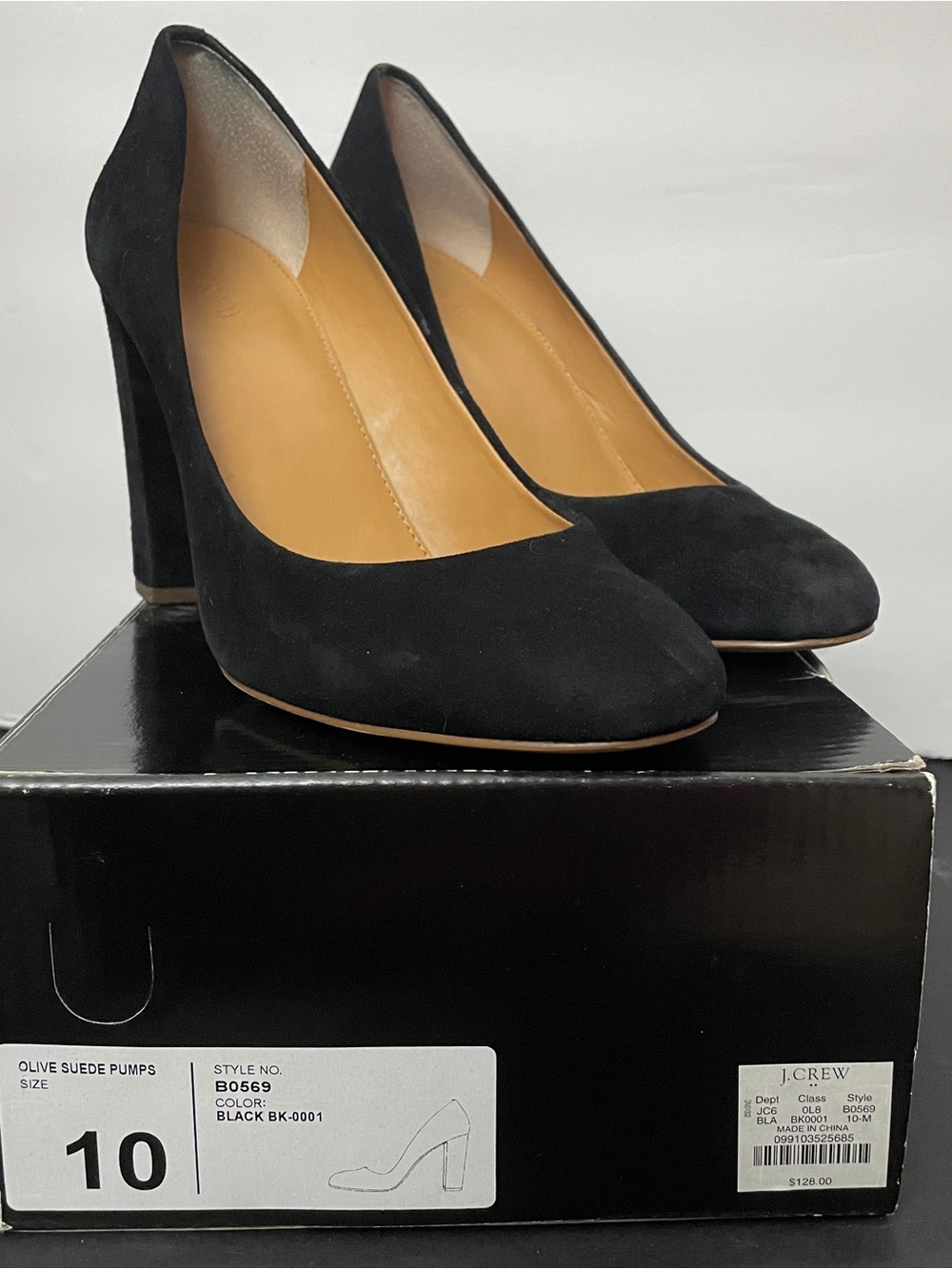 J. Crew "Olive" Suede Block Heel Pumps - Black, Size 10M (Gently Used, with Bo